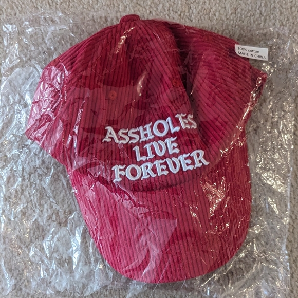 ASSHOLES LIVE FOREVER Red Corduroy Dad Hat - Picture 7 of 8